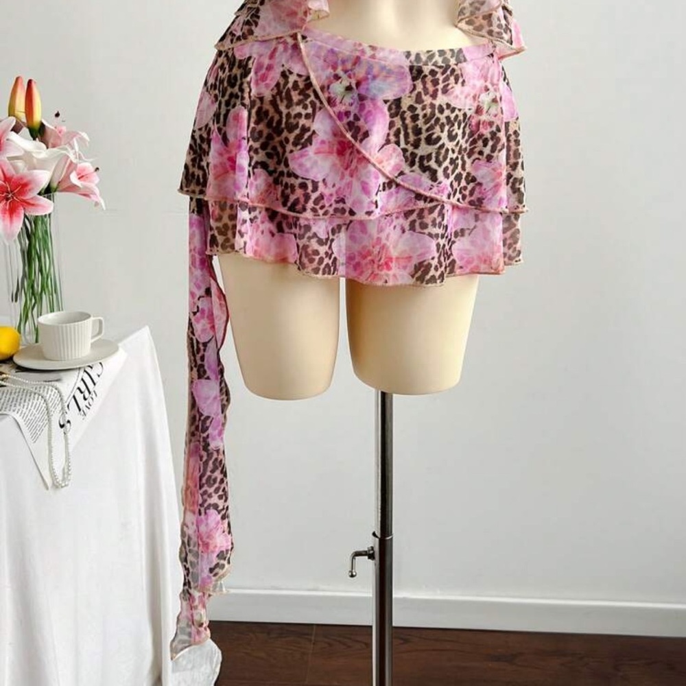 SHEIN Pink Leopard Print Mini Skirt